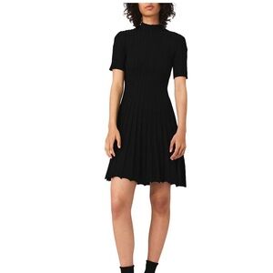 Maje Black Ribbed Mini Dress